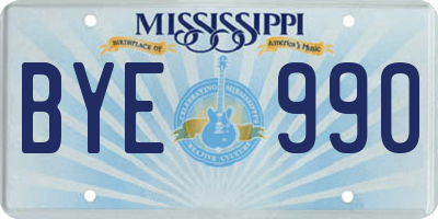 MS license plate BYE990