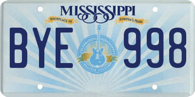 MS license plate BYE998