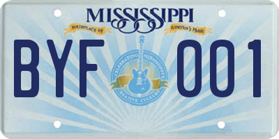MS license plate BYF001