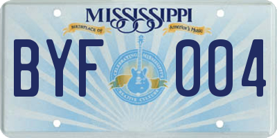 MS license plate BYF004