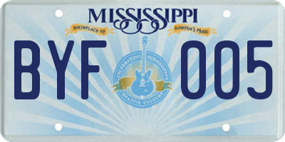 MS license plate BYF005