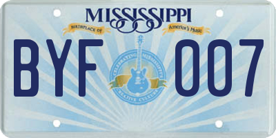 MS license plate BYF007