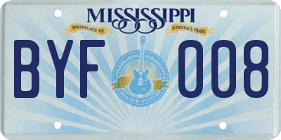 MS license plate BYF008