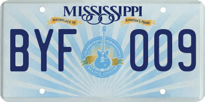 MS license plate BYF009