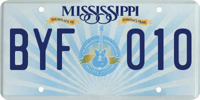 MS license plate BYF010
