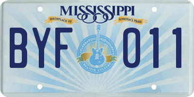 MS license plate BYF011