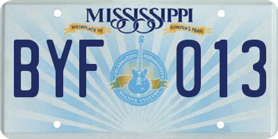 MS license plate BYF013