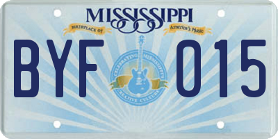 MS license plate BYF015