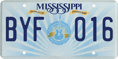 MS license plate BYF016