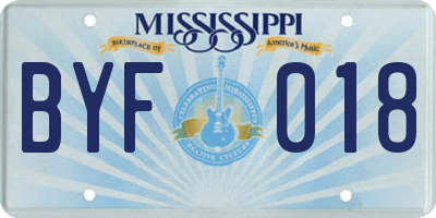 MS license plate BYF018