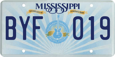 MS license plate BYF019