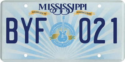 MS license plate BYF021