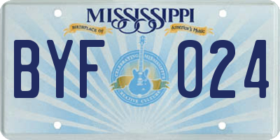 MS license plate BYF024