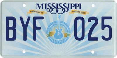 MS license plate BYF025