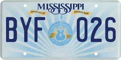 MS license plate BYF026
