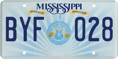 MS license plate BYF028