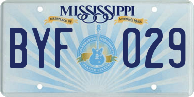 MS license plate BYF029