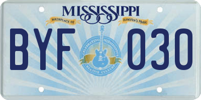 MS license plate BYF030