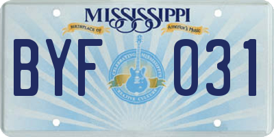 MS license plate BYF031