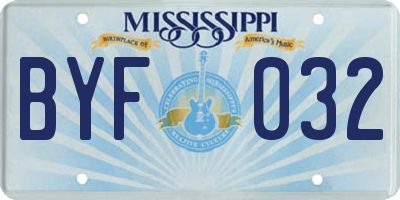 MS license plate BYF032