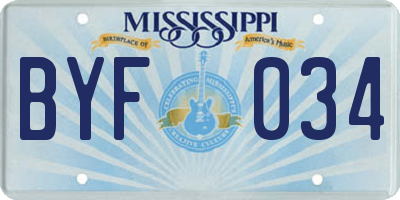 MS license plate BYF034