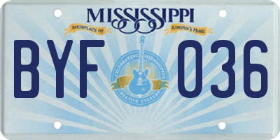 MS license plate BYF036