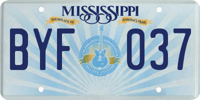 MS license plate BYF037