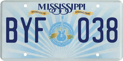 MS license plate BYF038
