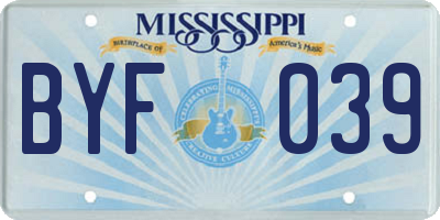 MS license plate BYF039