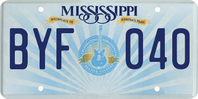 MS license plate BYF040
