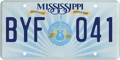 MS license plate BYF041