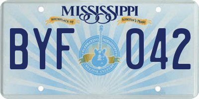 MS license plate BYF042