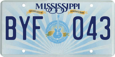 MS license plate BYF043