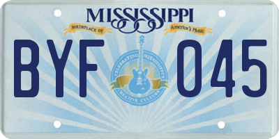 MS license plate BYF045