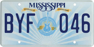 MS license plate BYF046