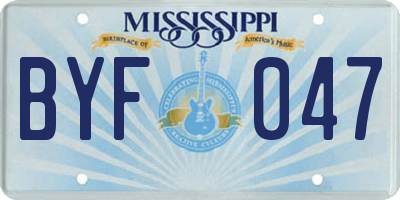 MS license plate BYF047