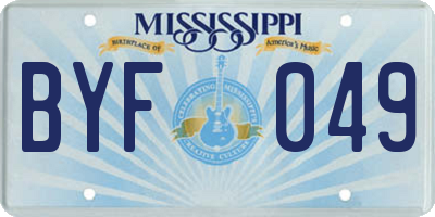 MS license plate BYF049
