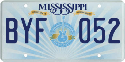 MS license plate BYF052