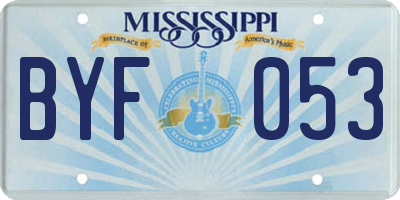MS license plate BYF053