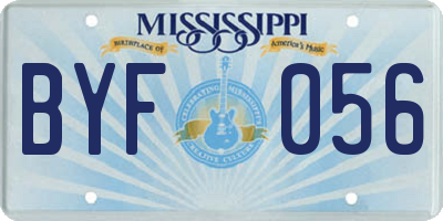 MS license plate BYF056