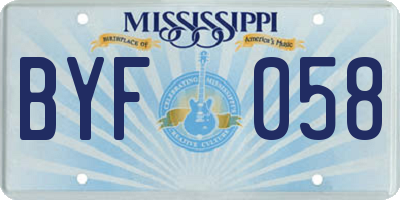MS license plate BYF058