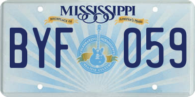 MS license plate BYF059