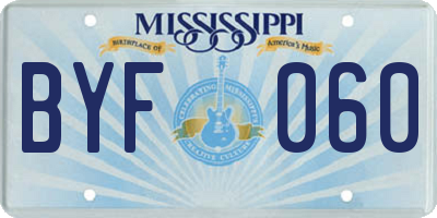 MS license plate BYF060