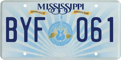MS license plate BYF061