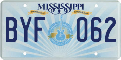 MS license plate BYF062