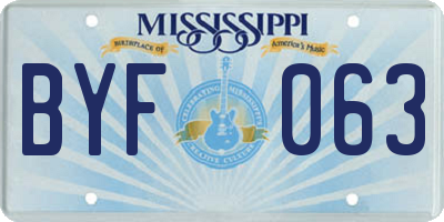 MS license plate BYF063