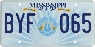 MS license plate BYF065