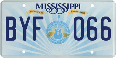 MS license plate BYF066
