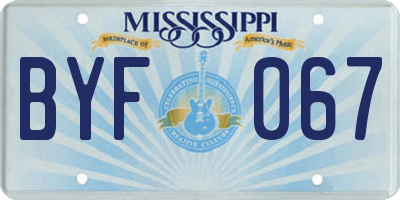 MS license plate BYF067