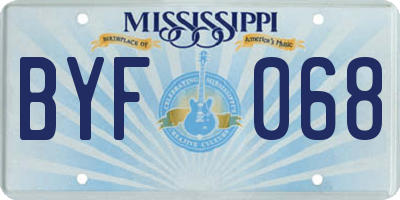 MS license plate BYF068